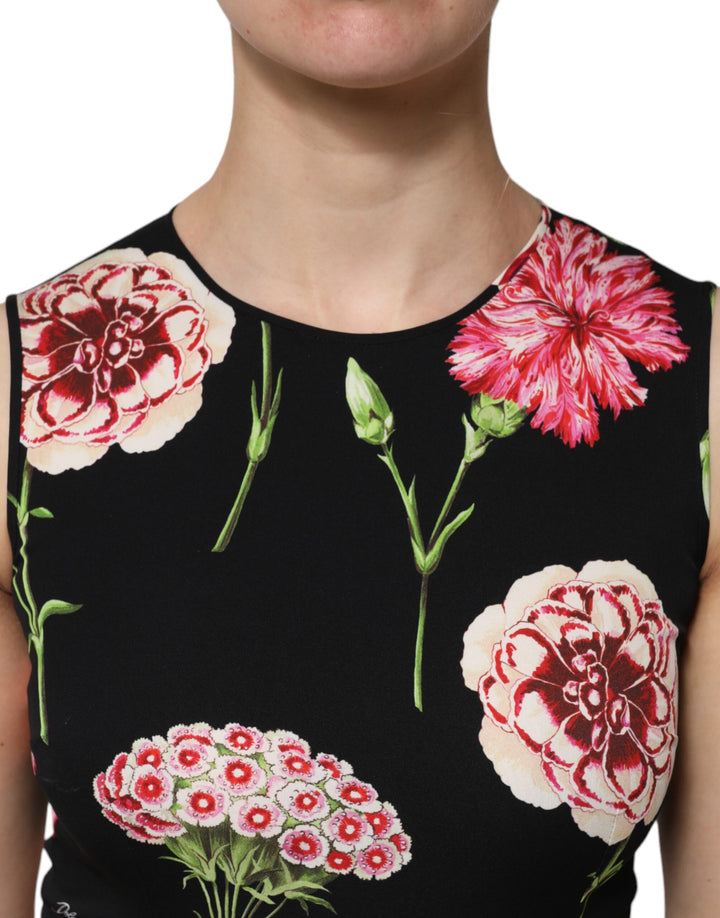 Dolce &amp; Gabbana Sample Sale Dolce &amp; Gabbana Black Floral Print Sleeveless Tank Blouse Top - | Designer outlet