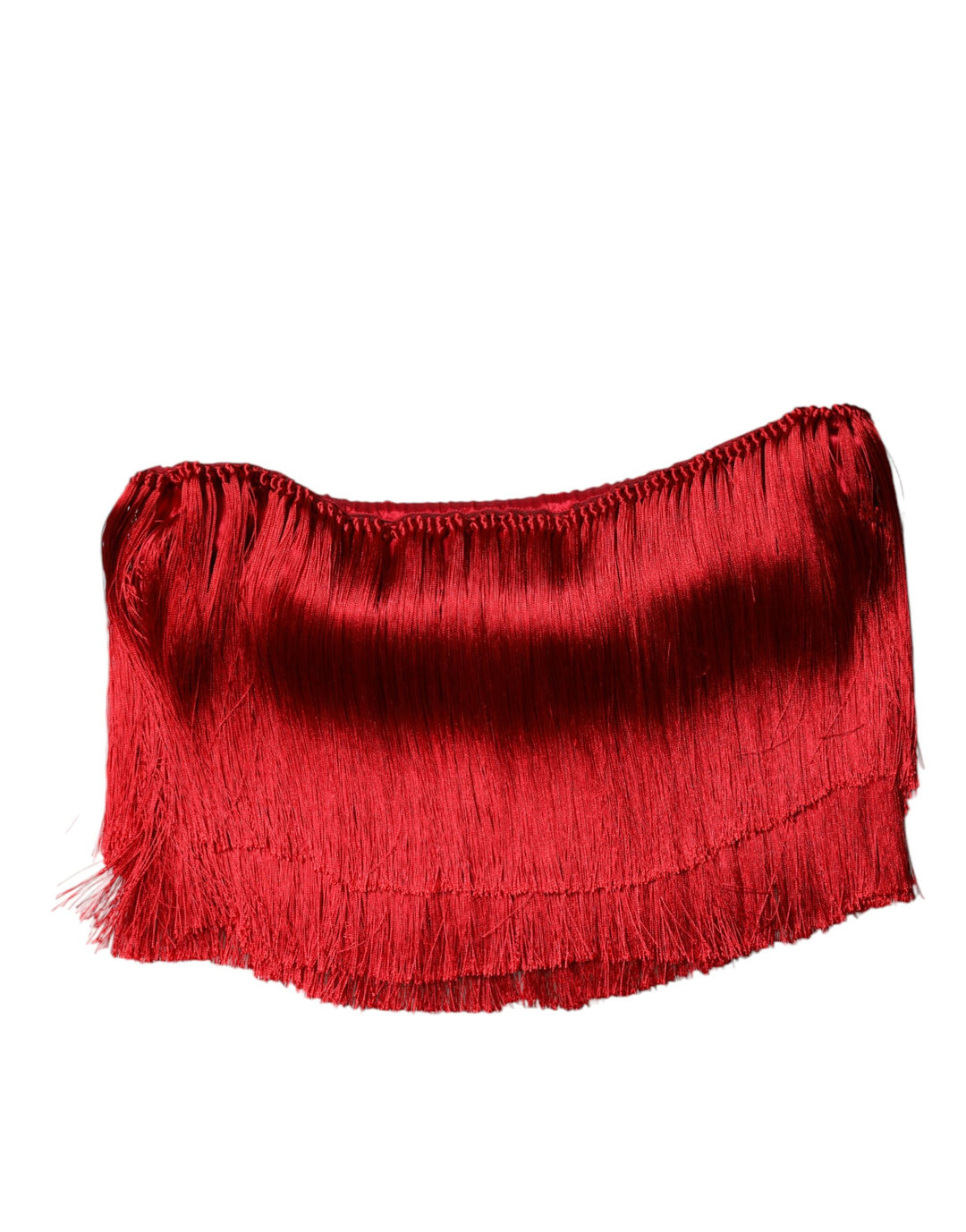 Dolce & Gabbana Sample Sale Dolce & Gabbana Red Silk Strapless Fringe Crop Tube Top - | Designer outlet
