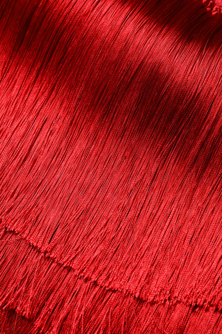 Dolce & Gabbana Sample Sale Dolce & Gabbana Red Silk Strapless Fringe Crop Tube Top - | Designer outlet