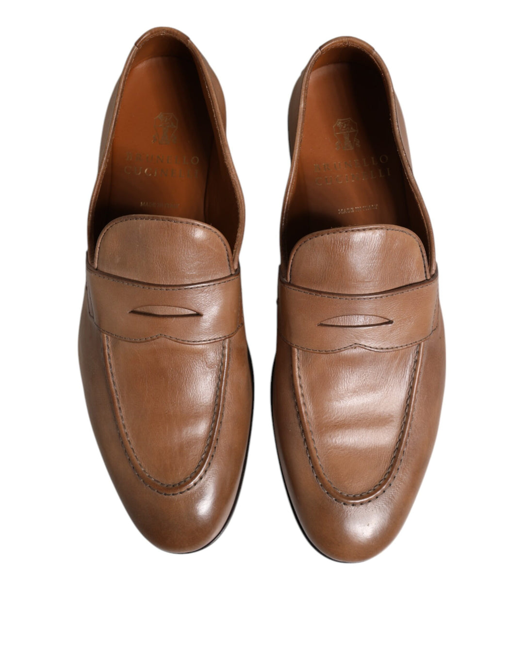 Brunello Cucinelli Brown Leather Loafer Dress Formal Shoes by Brunello Cucinelli outlet now on sale