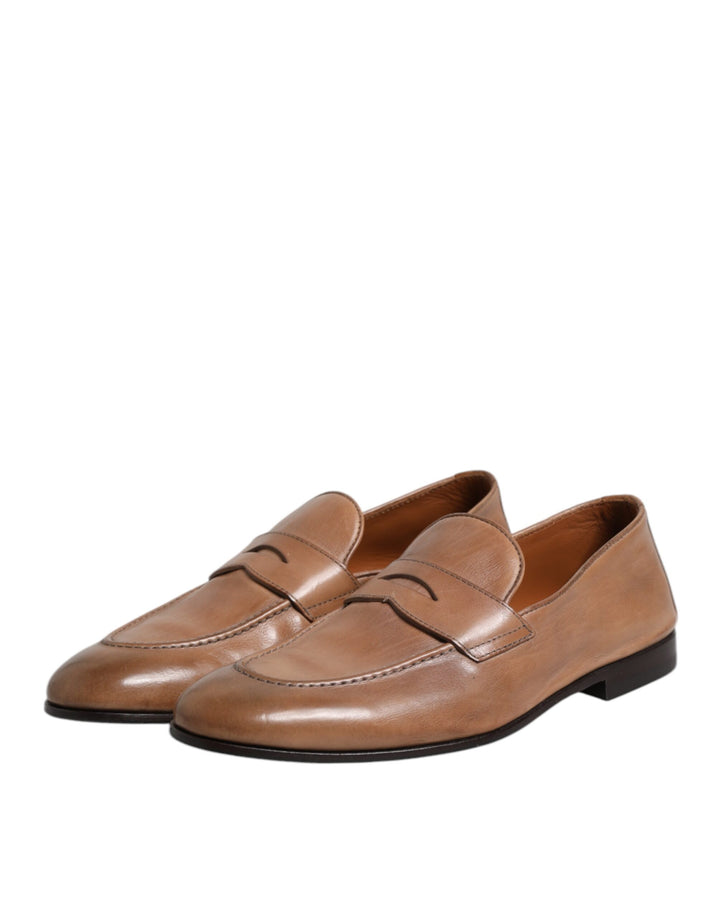 Brunello Cucinelli Brown Leather Loafer Dress Formal Shoes by Brunello Cucinelli outlet now on sale
