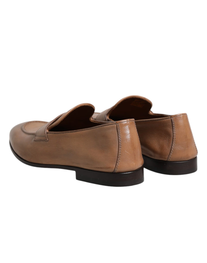 Brunello Cucinelli Brown Leather Loafer Dress Formal Shoes by Brunello Cucinelli outlet now on sale