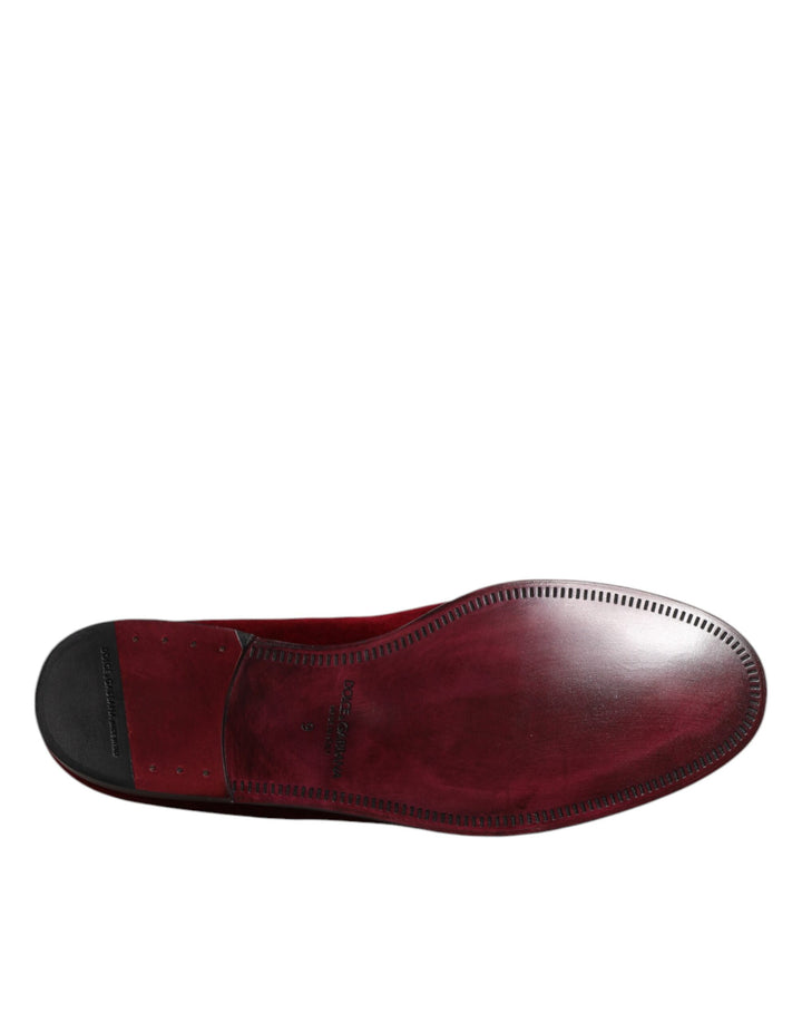 Dolce & Gabbana Red Cotton Velvet Slip On Loafers Formal Shoes by Dolce & Gabbana outlet now on sale