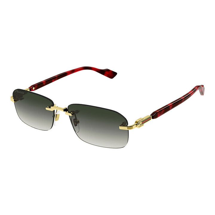 Gucci Sunglasses Rectangle Rimless, Gold Frame and Grey Gradient Lens GG1221S006