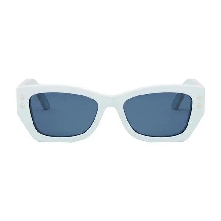 Dior Sunglasses Rectangle Full Rim, Shiny Light Blue Frame And Blue Lens