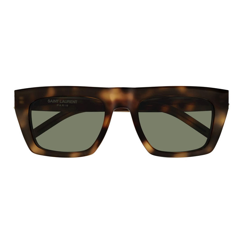 Saint Laurent Sunglasses Square Full Rim, Havana Frame and Green Lens SLM131/F003