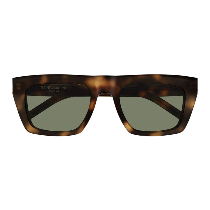 Saint Laurent Sunglasses Square Full Rim, Havana Frame and Green Lens SLM131/F003