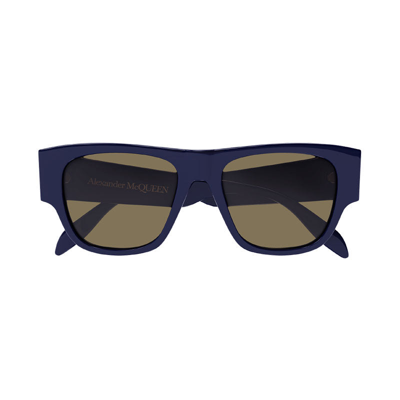 Alexander McQueen Sunglasses Square Full Rim, Blue Frame and Brown Lens AM0328S004