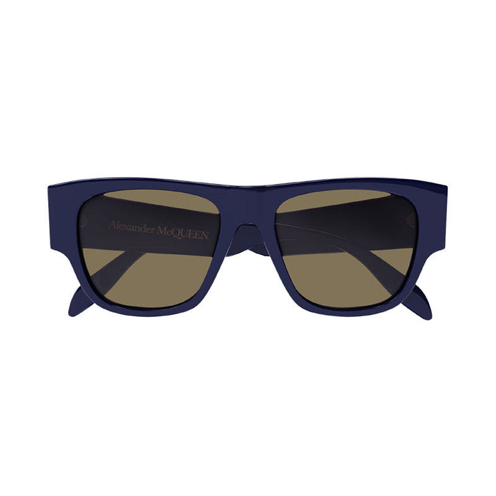 Alexander McQueen Sunglasses Square Full Rim, Blue Frame and Brown Lens AM0328S004