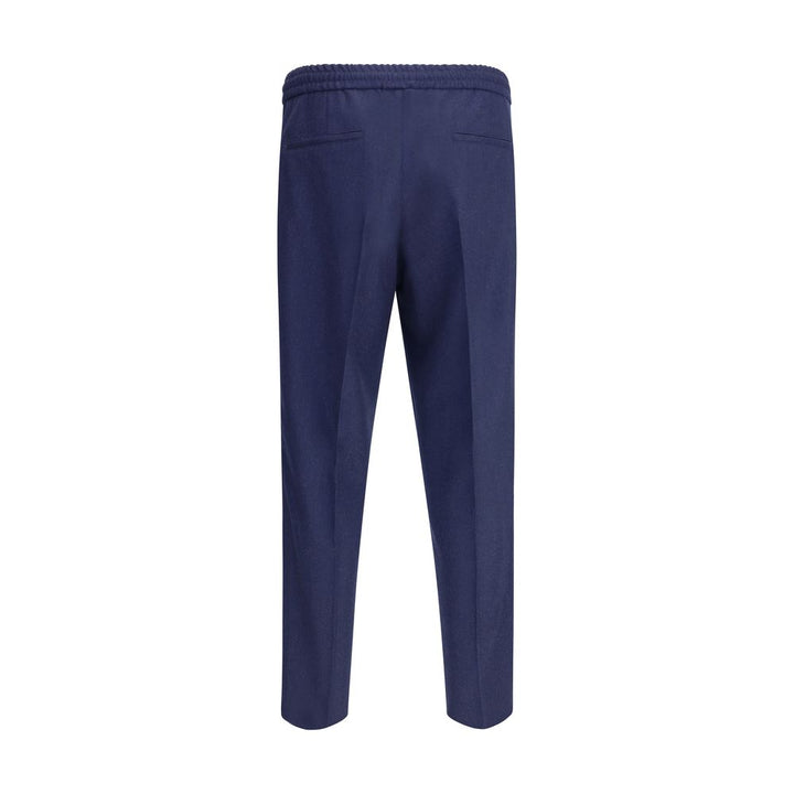 Brunello Cucinelli Blue Fleece Wool Casual Pants