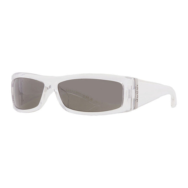 Gucci Sunglasses Rectangle Full Rim, Transparent Frame and Grey Lens GG1492SA002