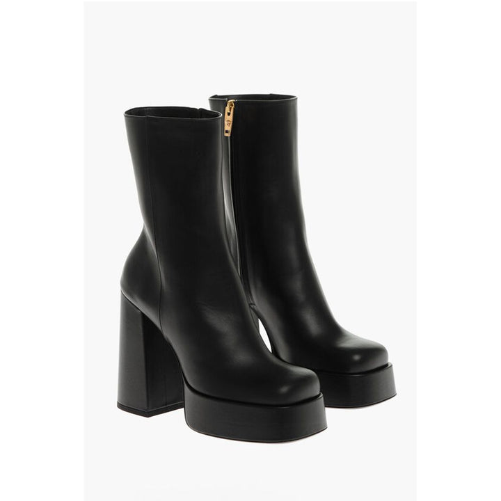Versace Leather Platform Booties with Inner Zip 13cm
