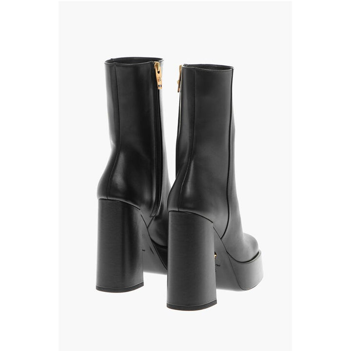 Versace Leather Platform Booties with Inner Zip 13cm