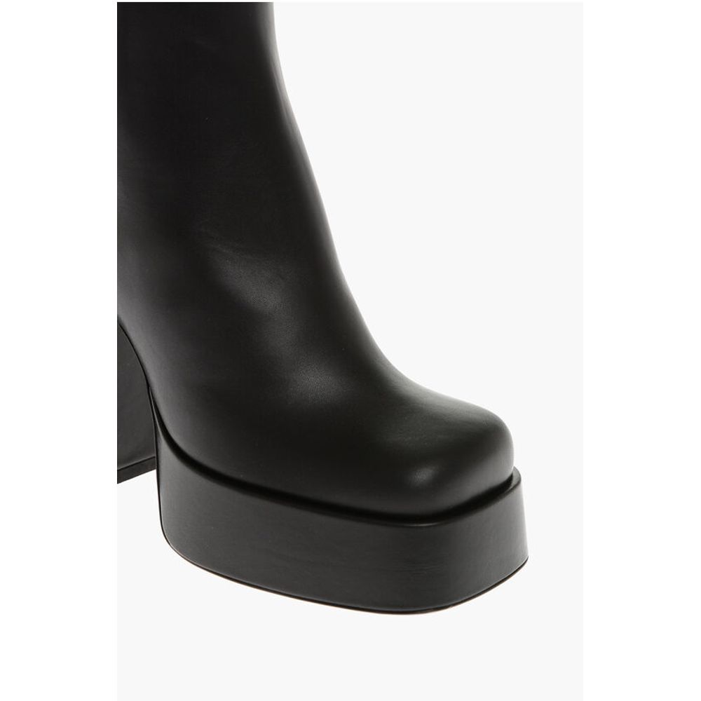 Versace Leather Platform Booties with Inner Zip 13cm