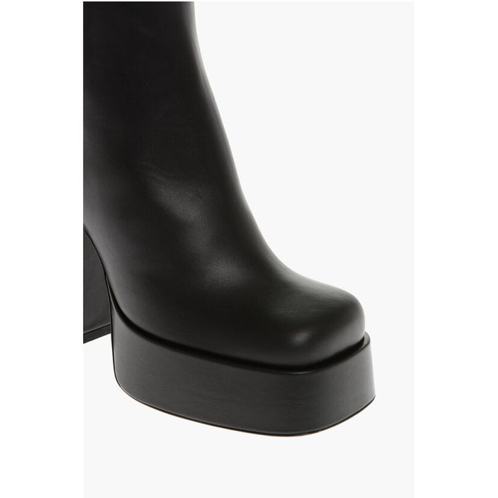 Versace Leather Platform Booties with Inner Zip 13cm