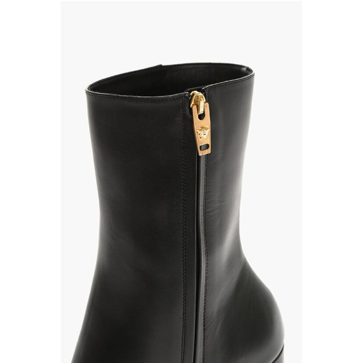 Versace Leather Platform Booties with Inner Zip 13cm
