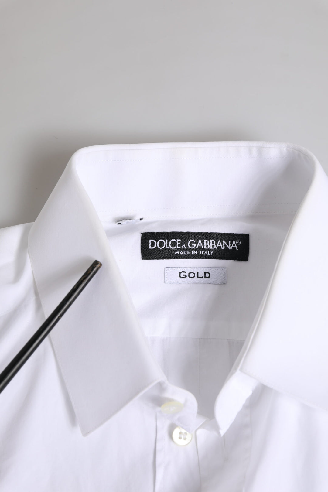 Dolce & Gabbana White Cotton GOLD Long Sleeves Dress Shirt