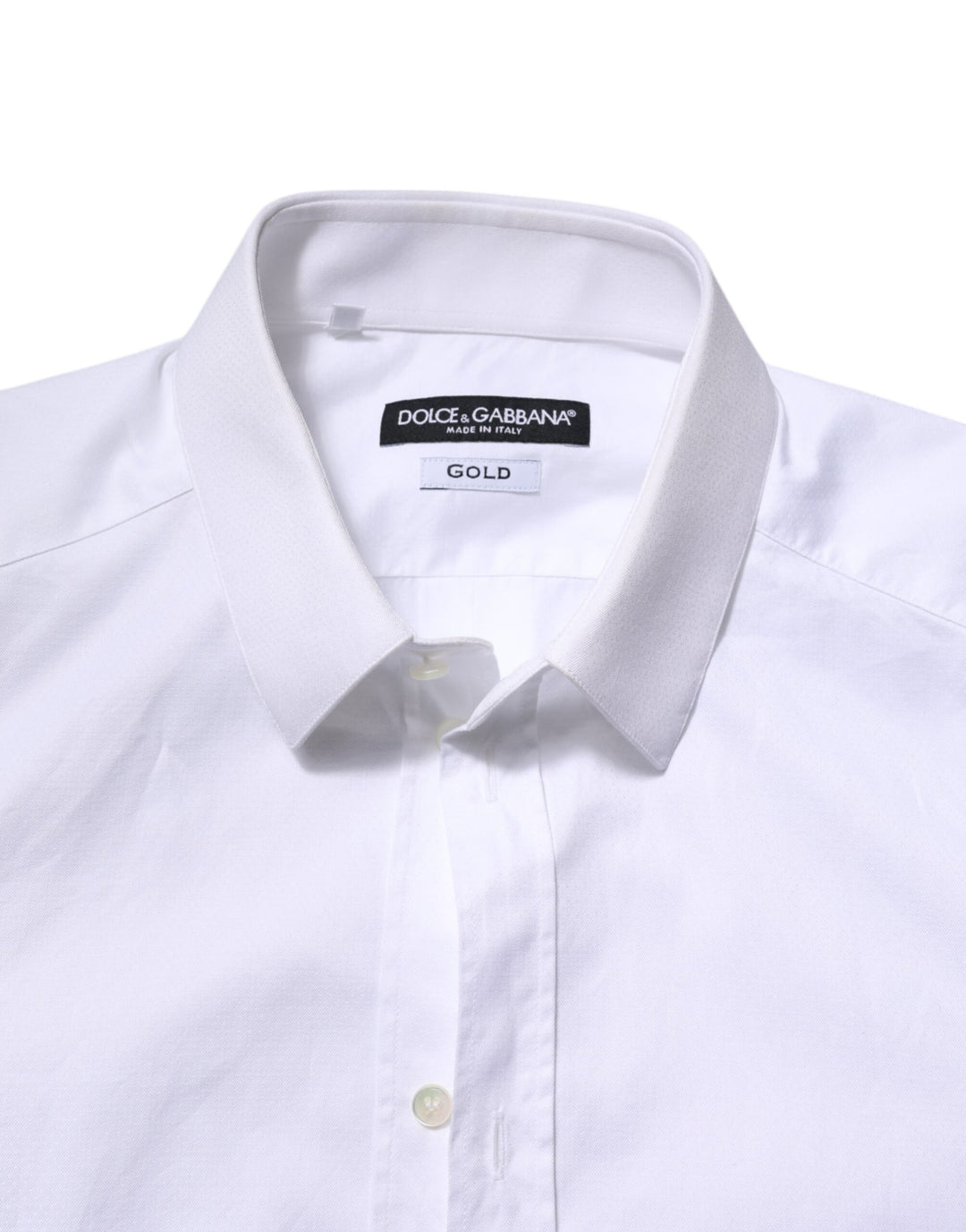 Dolce & Gabbana White Cotton GOLD Long Sleeve Men Dress Shirt