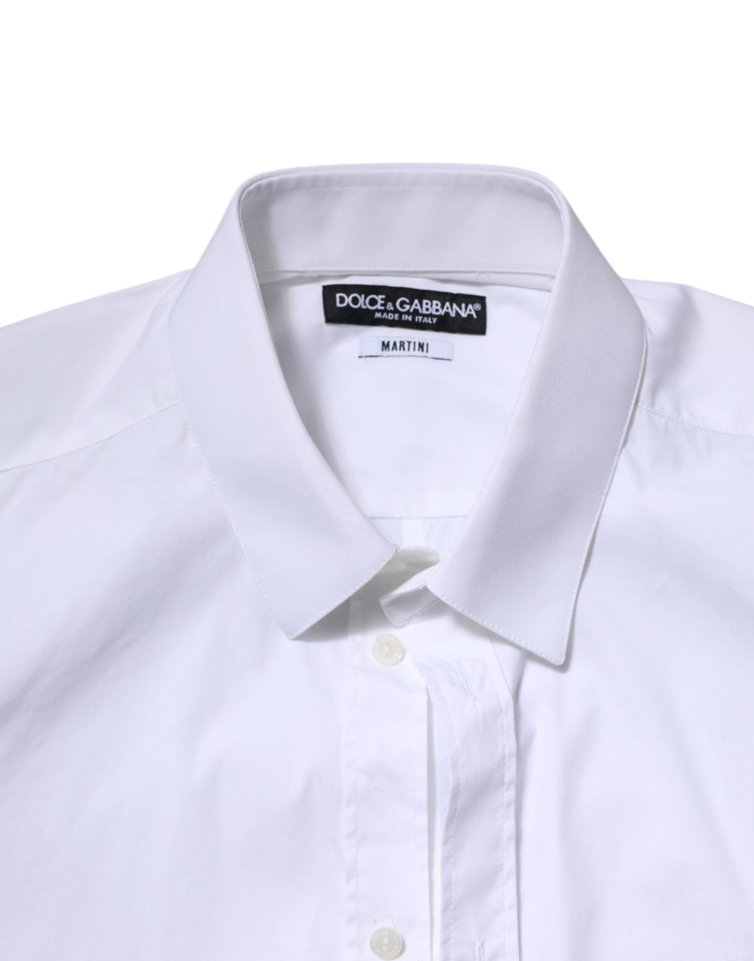 Dolce & Gabbana White Cotton MARTINI Long Sleeve Dress Shirt