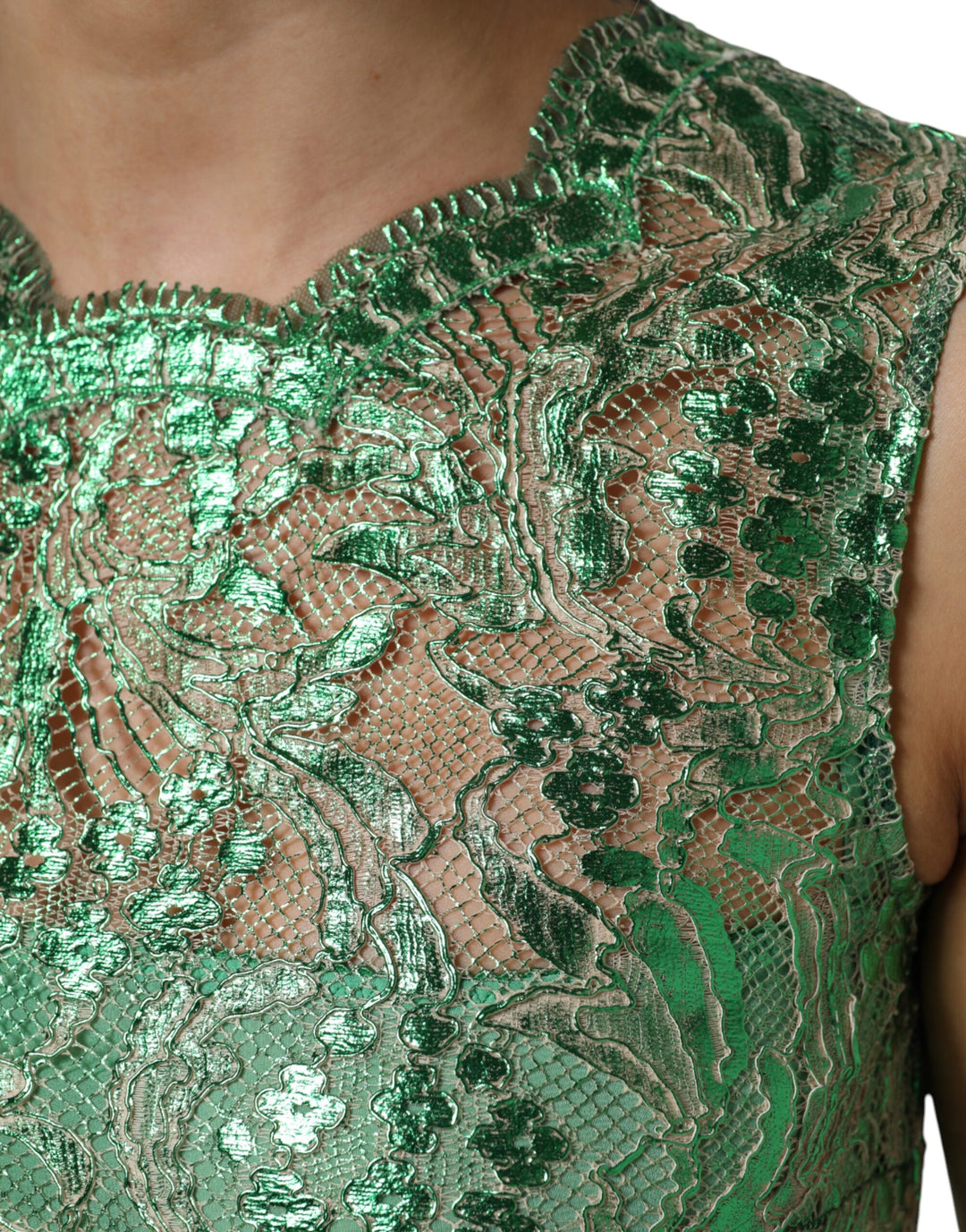Dolce & Gabbana Lace Midi Dress Women Green Dresses