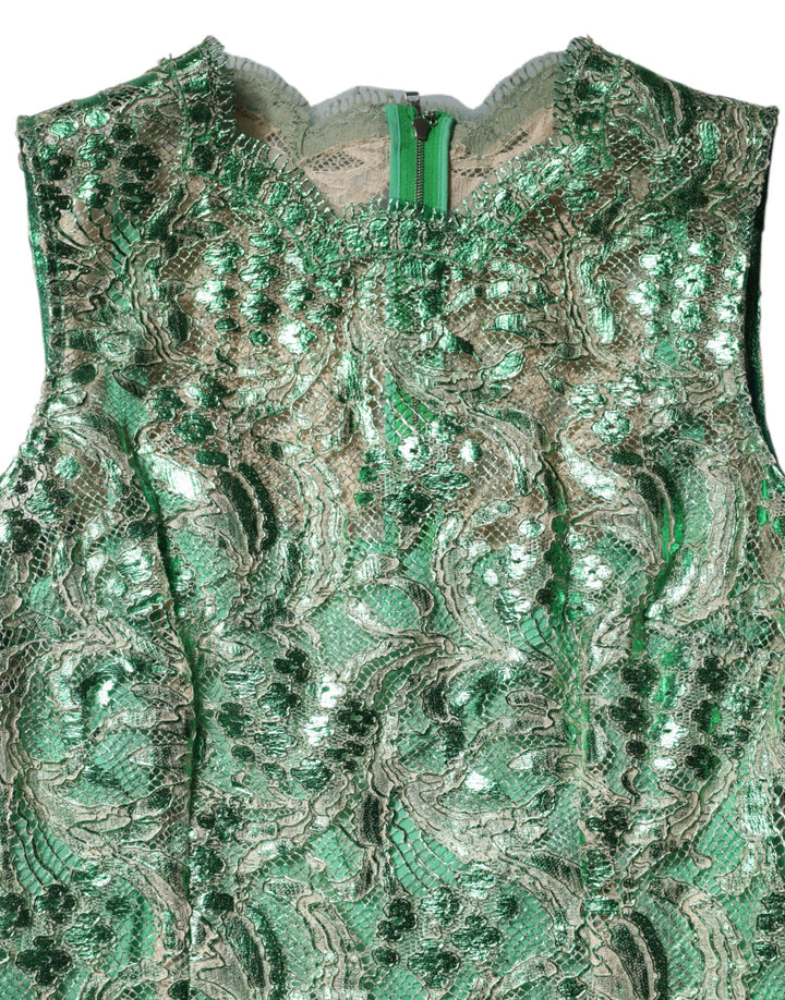 Dolce &amp; Gabbana Sample Sale Dolce &amp; Gabbana Green Cotton Floral Lace Sheath Midi Dress - | Designer outlet