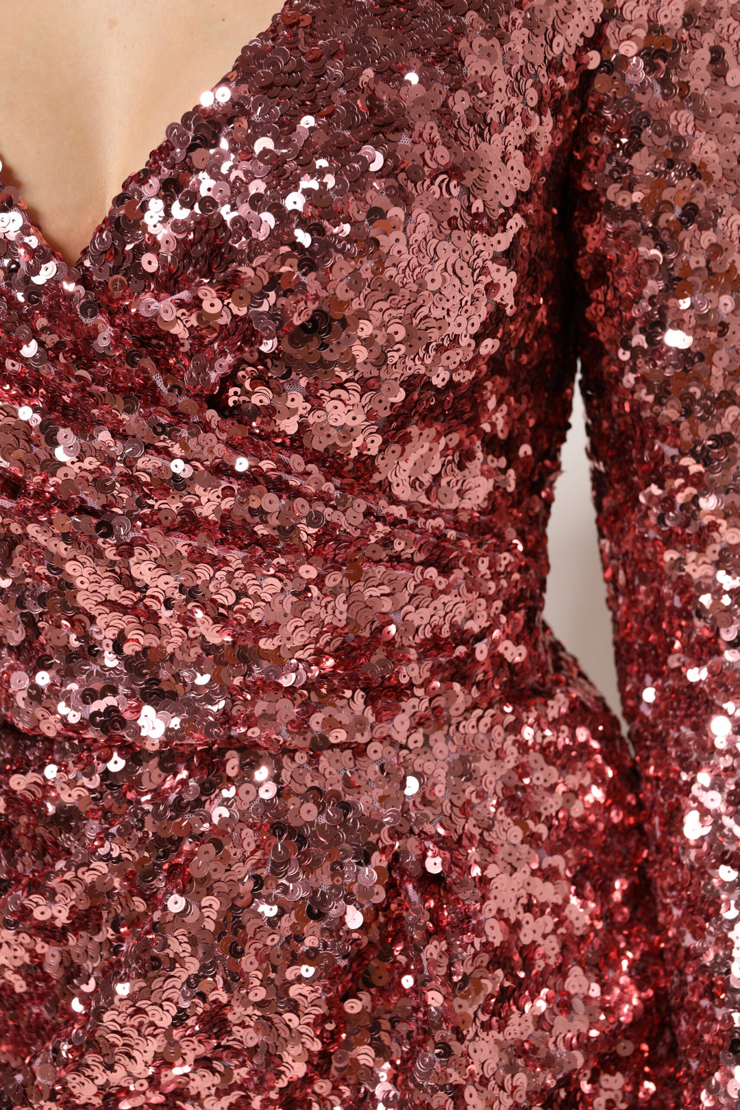 Dolce &amp; Gabbana Sample Sale Dolce &amp; Gabbana Pink Sequin Statement Nylon Midi V-Neck Dress - | Designer outlet