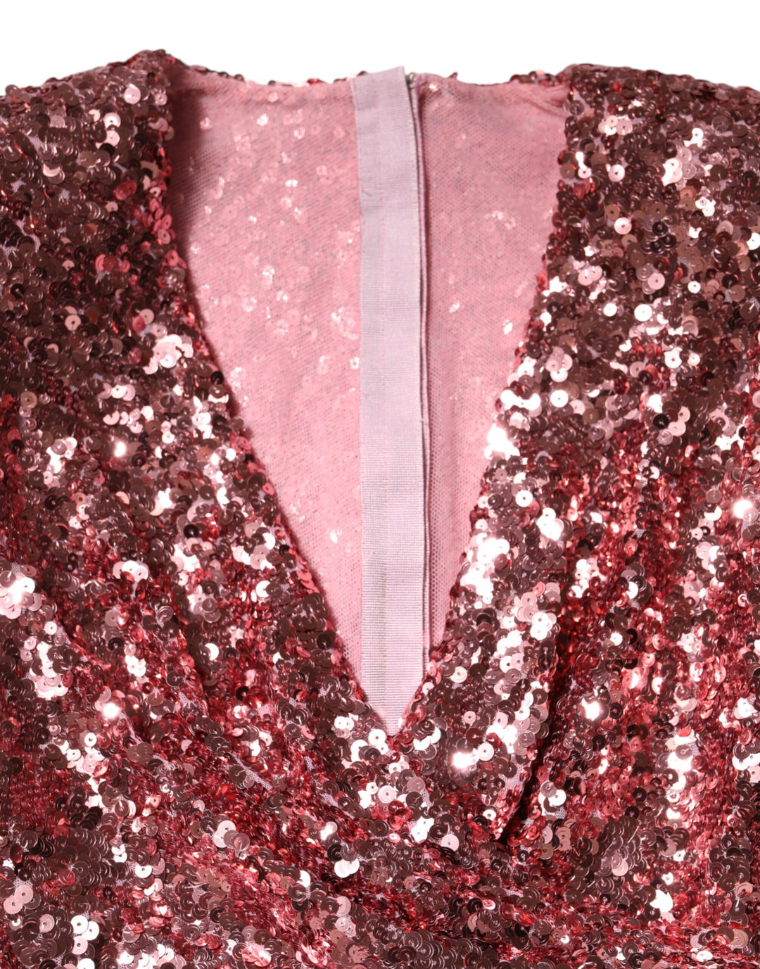 Dolce &amp; Gabbana Sample Sale Dolce &amp; Gabbana Pink Sequin Statement Nylon Midi V-Neck Dress - | Designer outlet