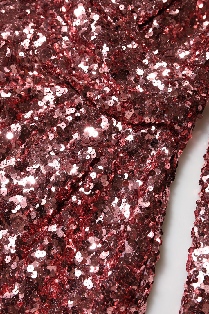 Dolce &amp; Gabbana Sample Sale Dolce &amp; Gabbana Pink Sequin Statement Nylon Midi V-Neck Dress - | Designer outlet