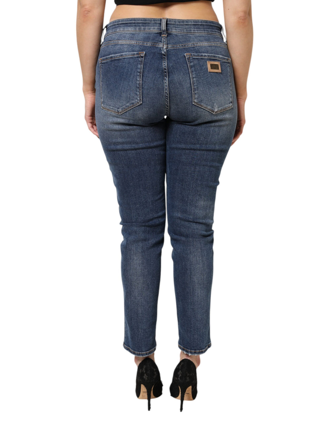 Dolce & Gabbana Blue Washed Cotton Low Waist Denim Jeans