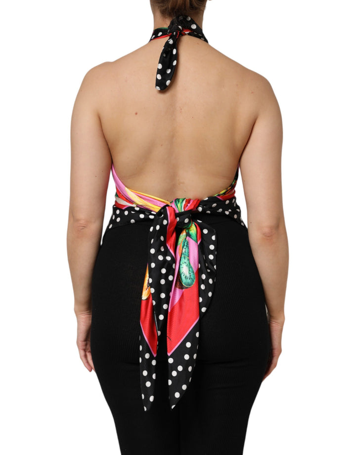 Dolce & Gabbana Sample Sale Dolce & Gabbana Multicolor Halter Party Evening Cropped Top - | Designer outlet
