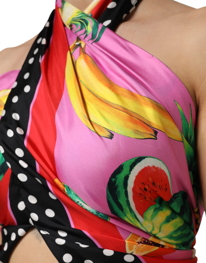 Dolce & Gabbana Sample Sale Dolce & Gabbana Multicolor Halter Party Evening Cropped Top - | Designer outlet