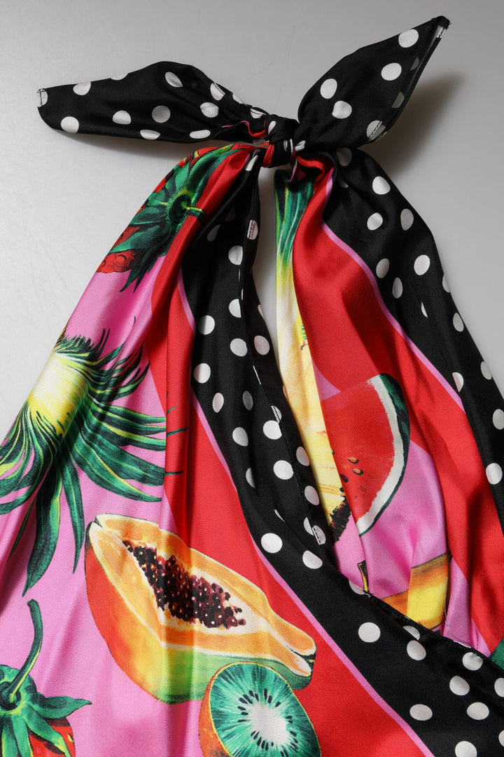 Dolce & Gabbana Sample Sale Dolce & Gabbana Multicolor Halter Party Evening Cropped Top - | Designer outlet