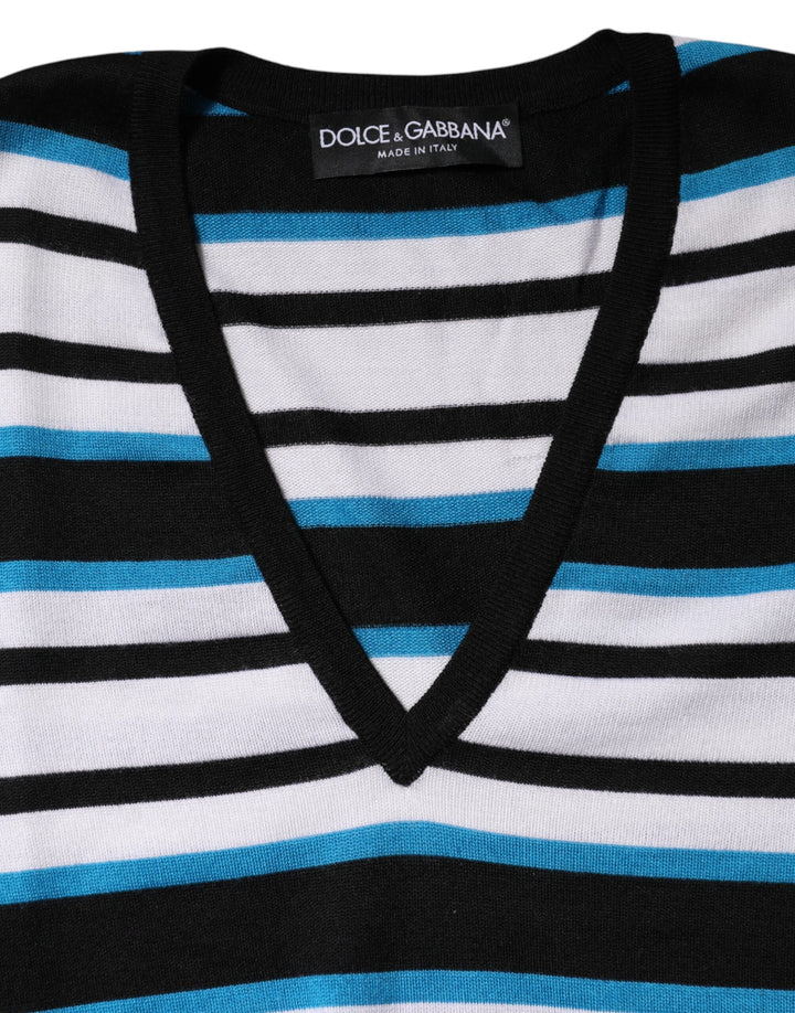 Dolce & Gabbana Sample Sale Dolce & Gabbana Multicolor Stripes Long Sleeves V-neck Top - | Designer outlet