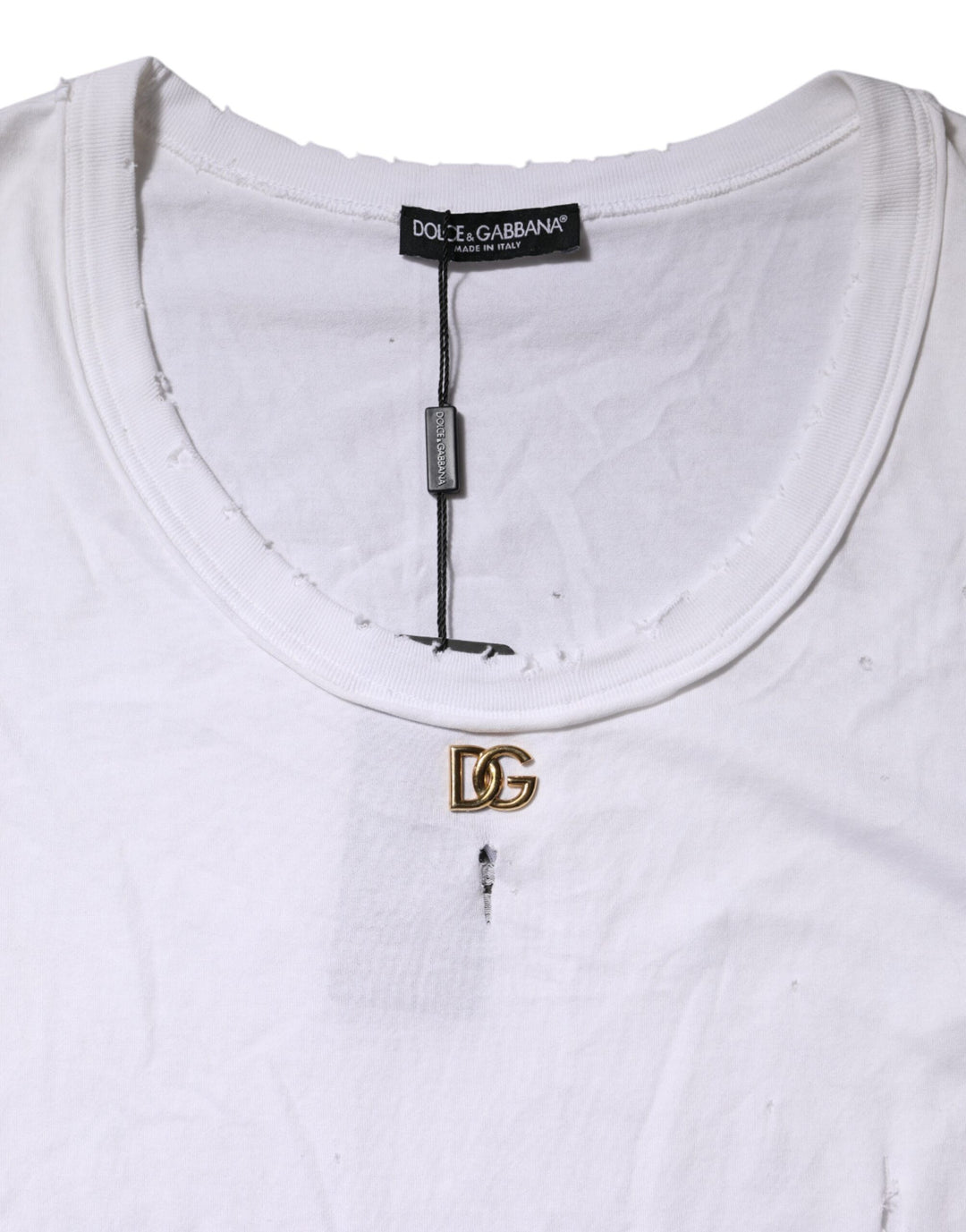 Dolce & Gabbana White Cotton Sleeveless Round Neck Tank Top by Dolce & Gabbana outlet now on sale