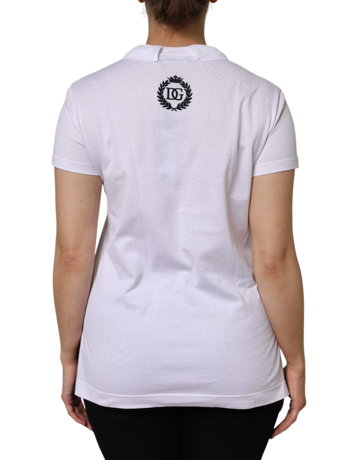 Dolce &amp; Gabbana White Cotton Short Sleeve V-Neck Top T-shirt by Dolce &amp; Gabbana outlet now on sale