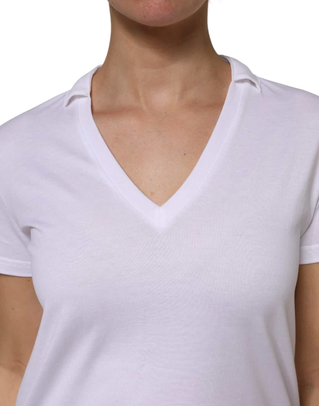 Dolce &amp; Gabbana White Cotton Short Sleeve V-Neck Top T-shirt by Dolce &amp; Gabbana outlet now on sale