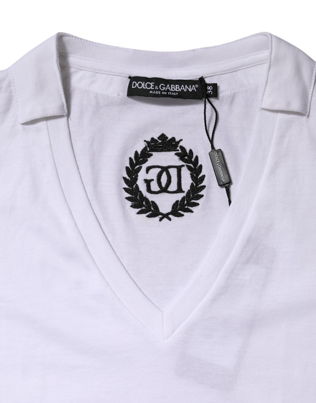 Dolce &amp; Gabbana White Cotton Short Sleeve V-Neck Top T-shirt by Dolce &amp; Gabbana outlet now on sale