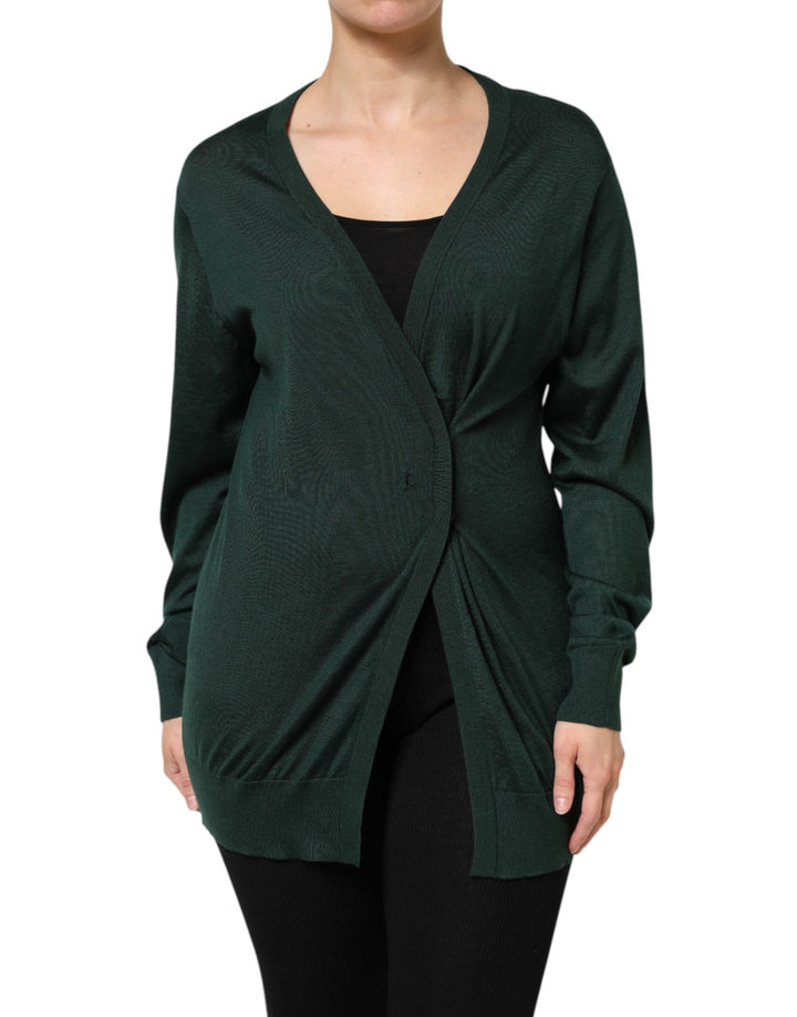 Dolce &amp; Gabbana Dark Green Cashmere Silk Cardigan Sweater by Dolce &amp; Gabbana outlet now on sale