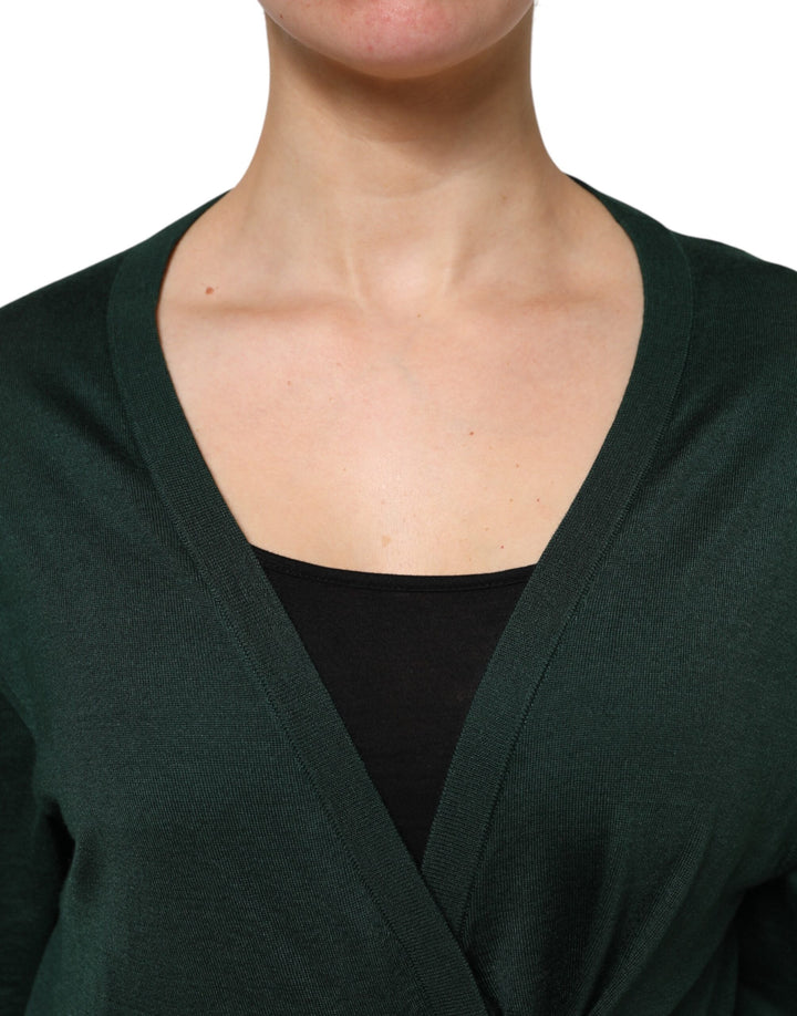 Dolce &amp; Gabbana Dark Green Cashmere Silk Cardigan Sweater by Dolce &amp; Gabbana outlet now on sale