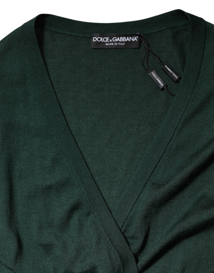 Dolce &amp; Gabbana Dark Green Cashmere Silk Cardigan Sweater by Dolce &amp; Gabbana outlet now on sale