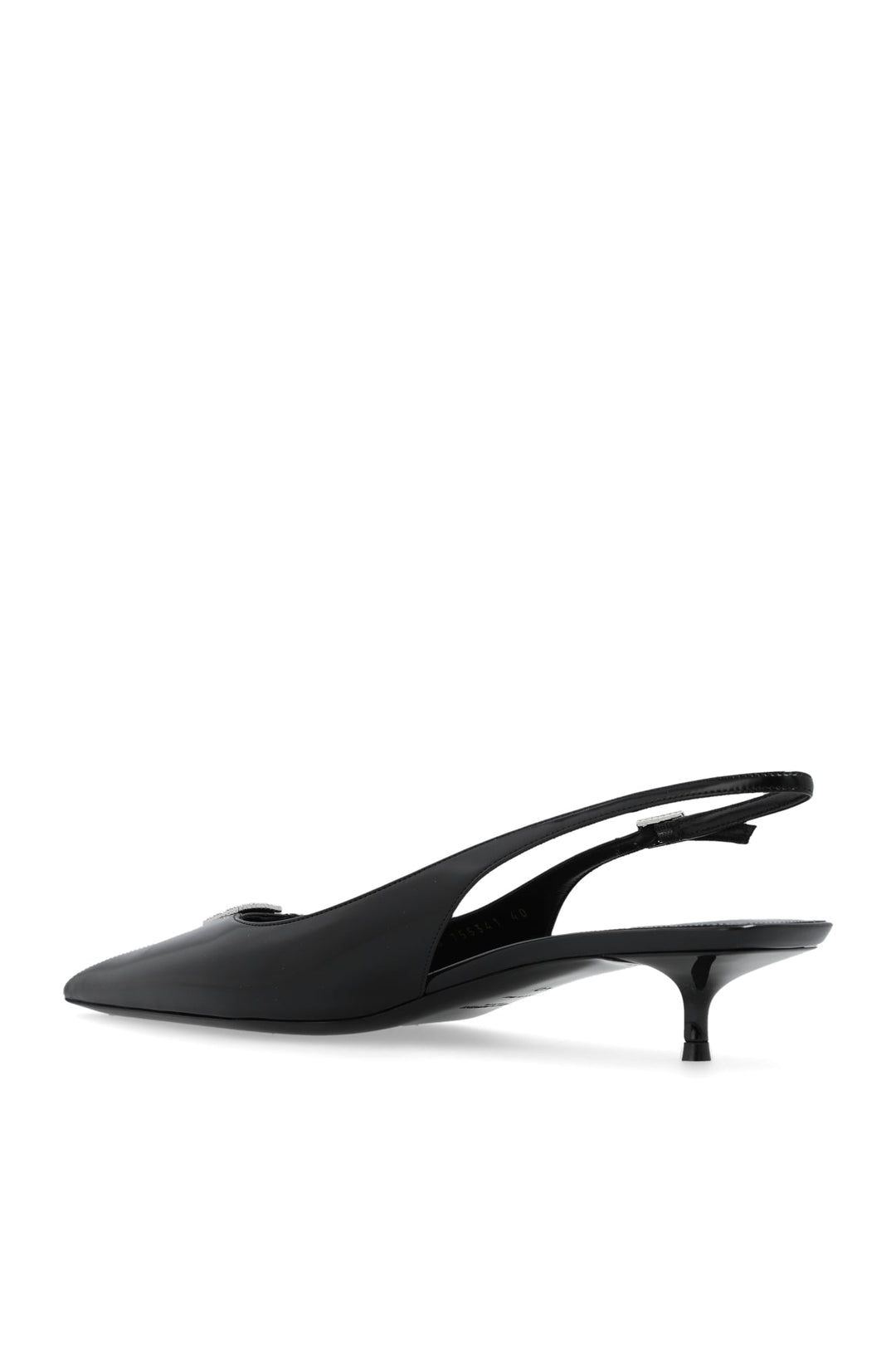 Ysl Cherish Slingback Pumps In Glazed Leather With Rhinestones