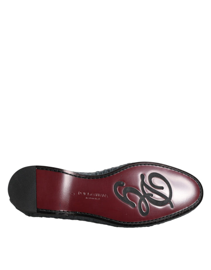 Dolce & Gabbana Blue Woven Leather Slip On Loafers Shoes by Dolce & Gabbana outlet now on sale