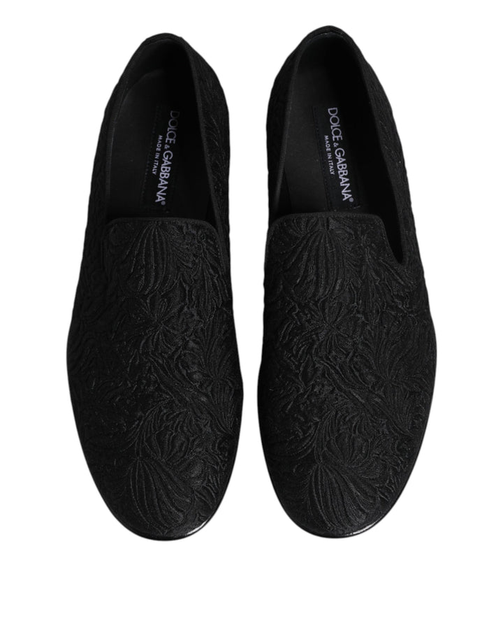 Dolce & Gabbana Black Jacquard Slip On Loafers Formal Shoes by Dolce & Gabbana outlet now on sale