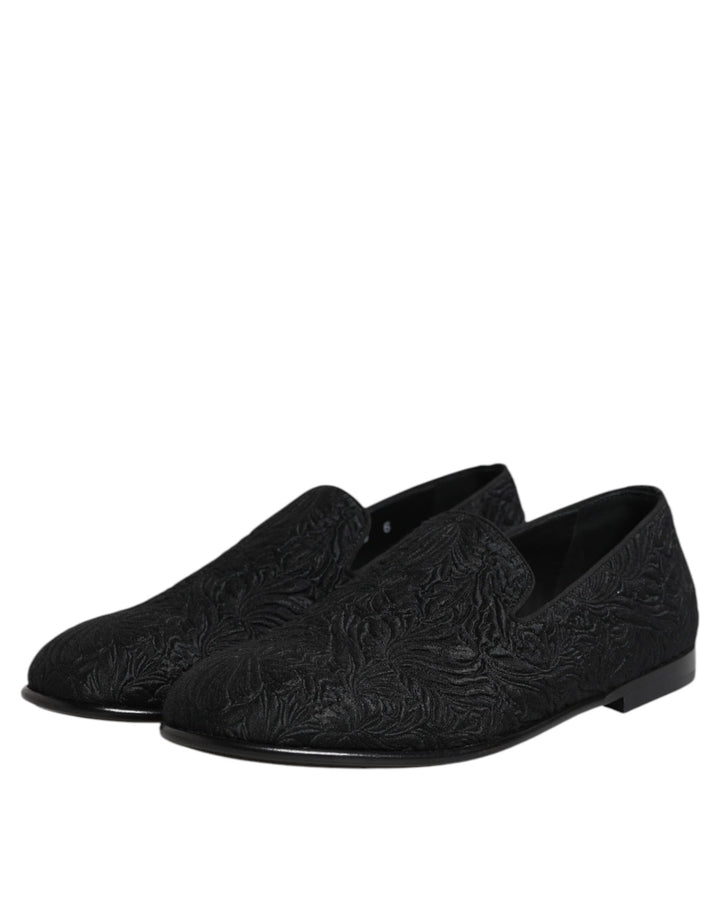 Dolce & Gabbana Black Jacquard Slip On Loafers Formal Shoes by Dolce & Gabbana outlet now on sale