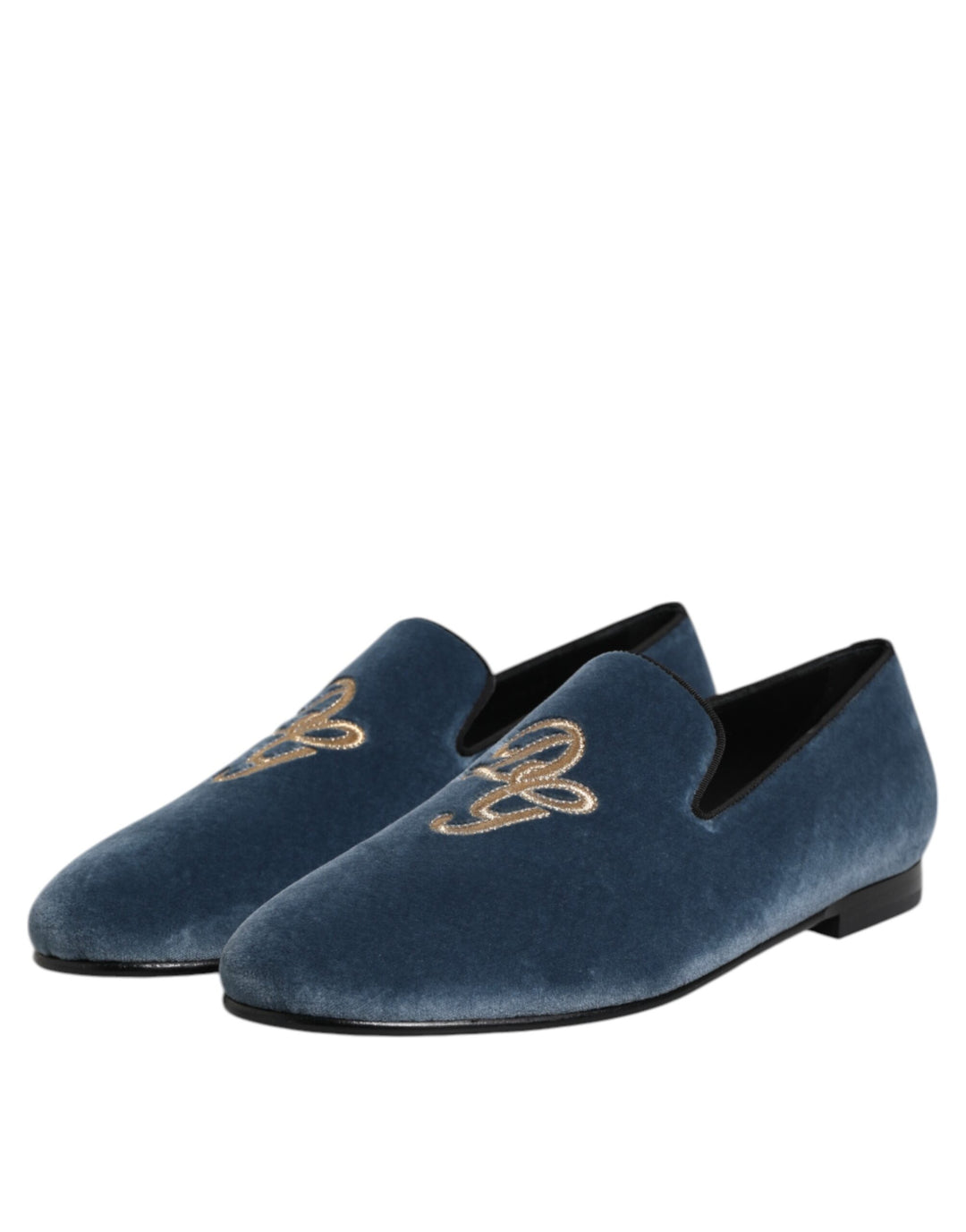 Dolce & Gabbana Blue Velvet DG Logo Loafers Formal Shoes by Dolce & Gabbana outlet now on sale