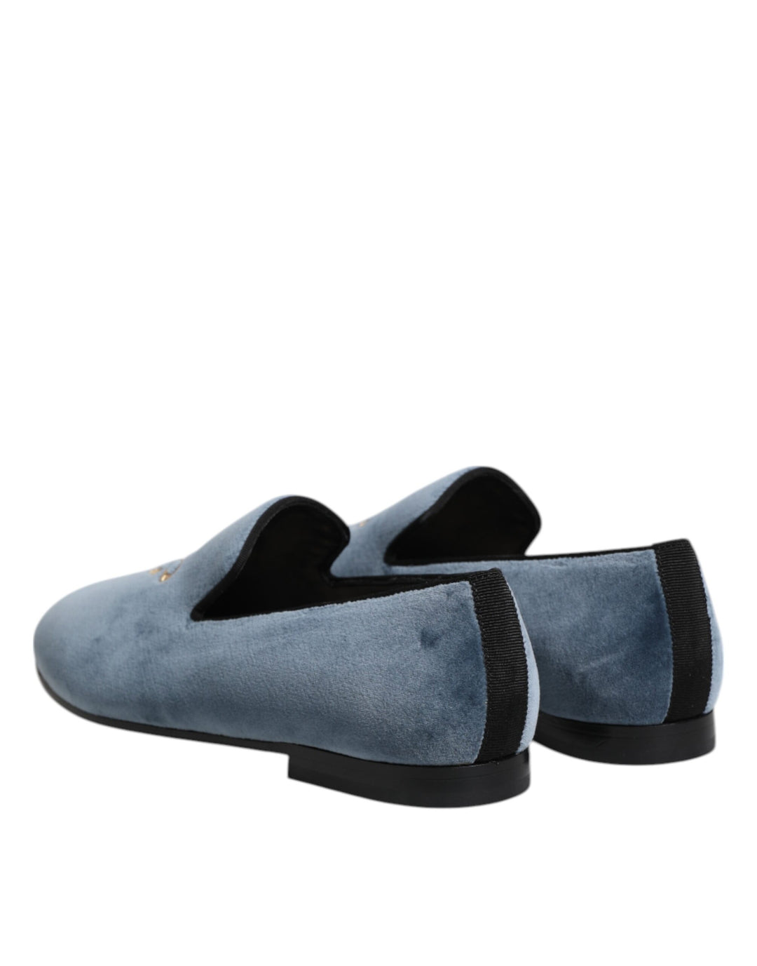 Dolce & Gabbana Blue Velvet DG Logo Loafers Formal Shoes by Dolce & Gabbana outlet now on sale