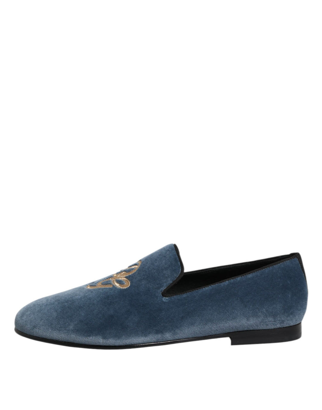 Dolce & Gabbana Blue Velvet DG Logo Loafers Formal Shoes by Dolce & Gabbana outlet now on sale