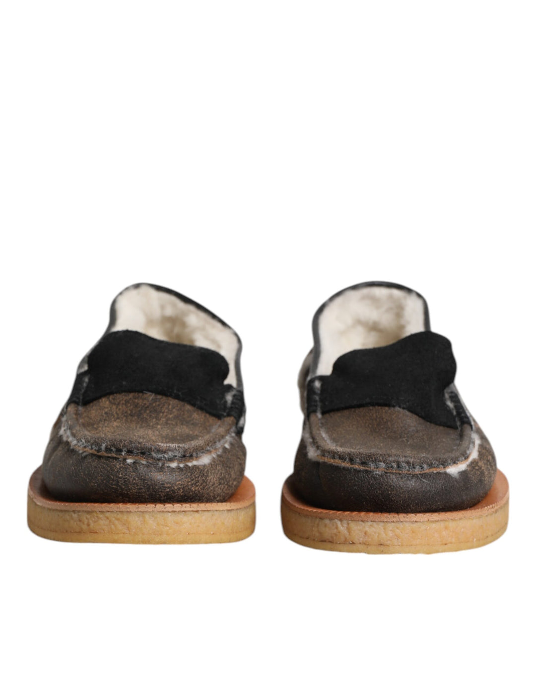 Dolce &amp; Gabbana Sample Sale Dolce &amp; Gabbana Brown White Calfskin Leather Loafers Shoes - | Designer outlet