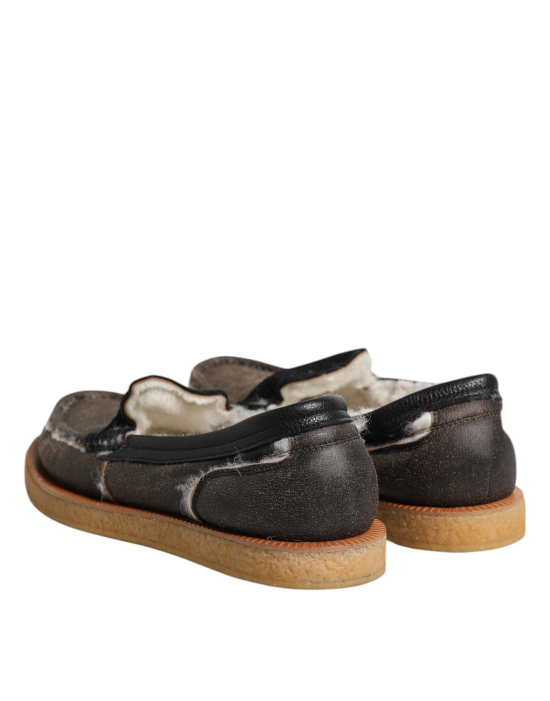 Dolce &amp; Gabbana Sample Sale Dolce &amp; Gabbana Brown White Calfskin Leather Loafers Shoes - | Designer outlet