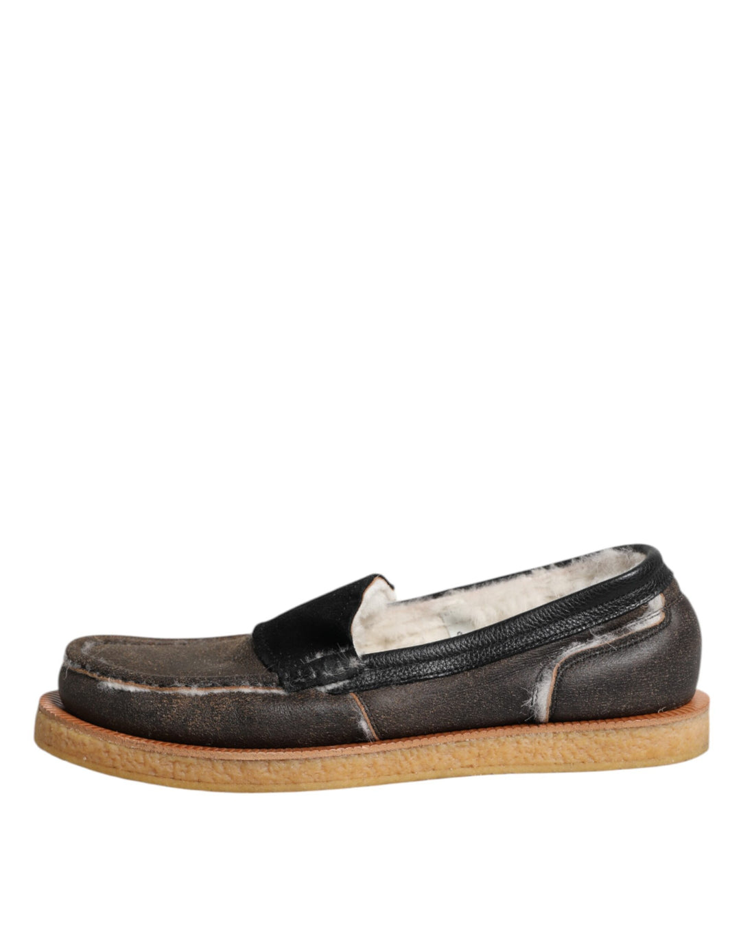 Dolce &amp; Gabbana Sample Sale Dolce &amp; Gabbana Brown White Calfskin Leather Loafers Shoes - | Designer outlet
